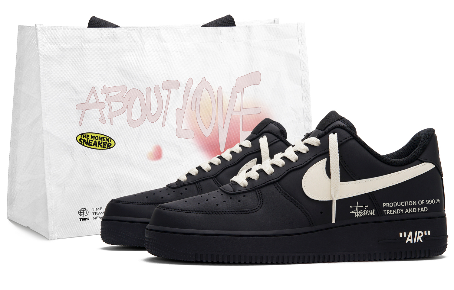 

Air Force 1 Pixel Storm Low top мужские скейтборд кроссовки черно-белые Nike, черный