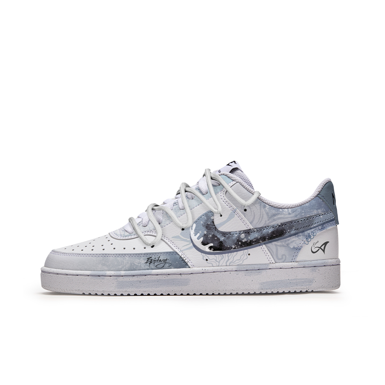 

Nike Кроссовки для скейтбординга Court Vision 1 PMS Winter Sea с противоскользящей подошвой, износостойкие, мужские, сине-белые
