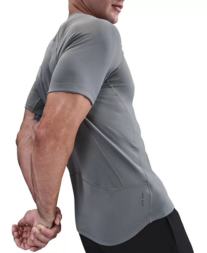 Мужская профессиональная тренировочная футболка Dri-Fit с коротким рукавом Nike, серый — фото 3