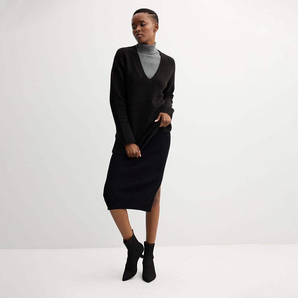 

Женский свитер-туника Nine West с v-образным вырезом, цвет Mineral Black