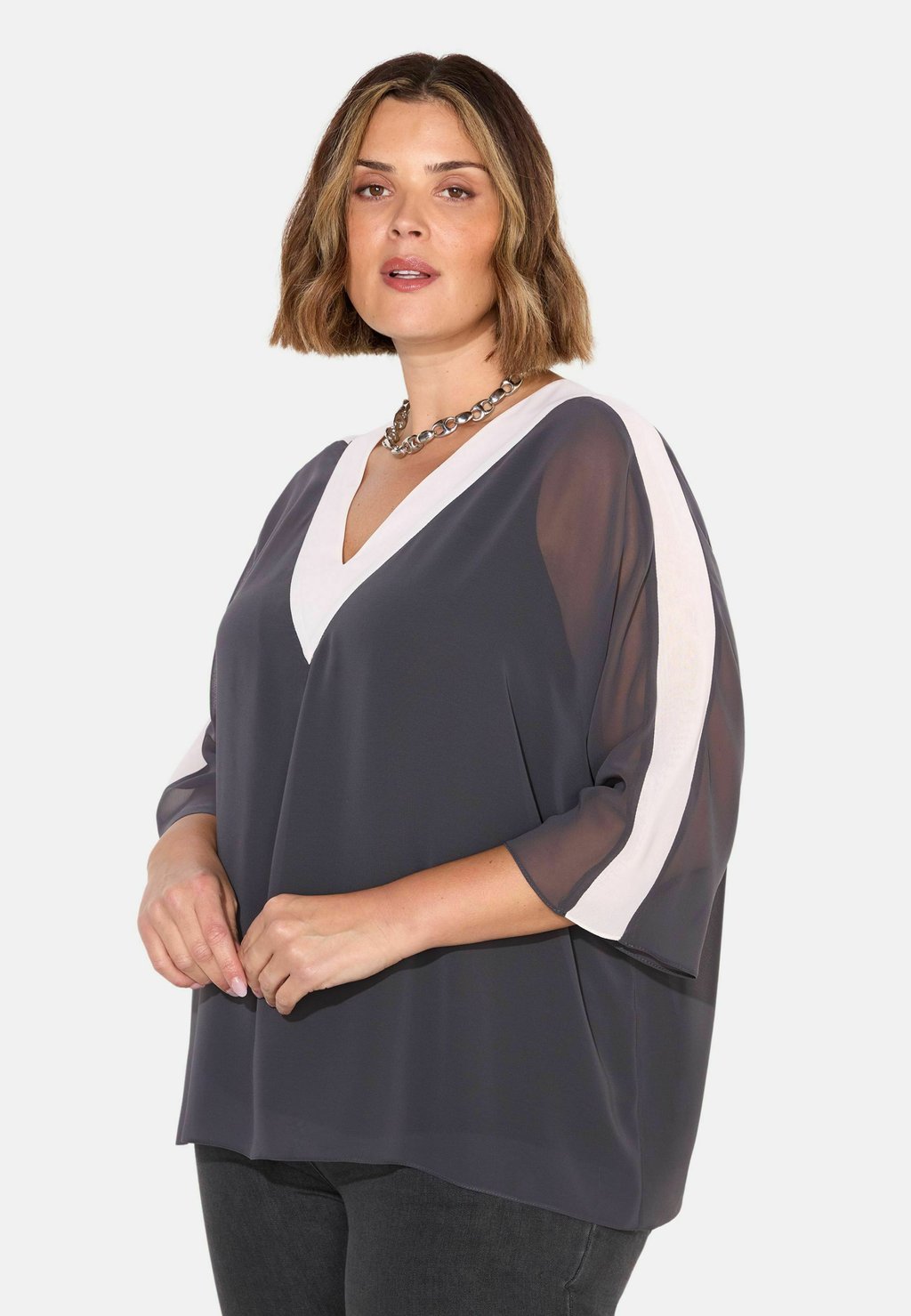 

Блуза V-NECK BLOCK OVERLAY Live Unlimited London, серый