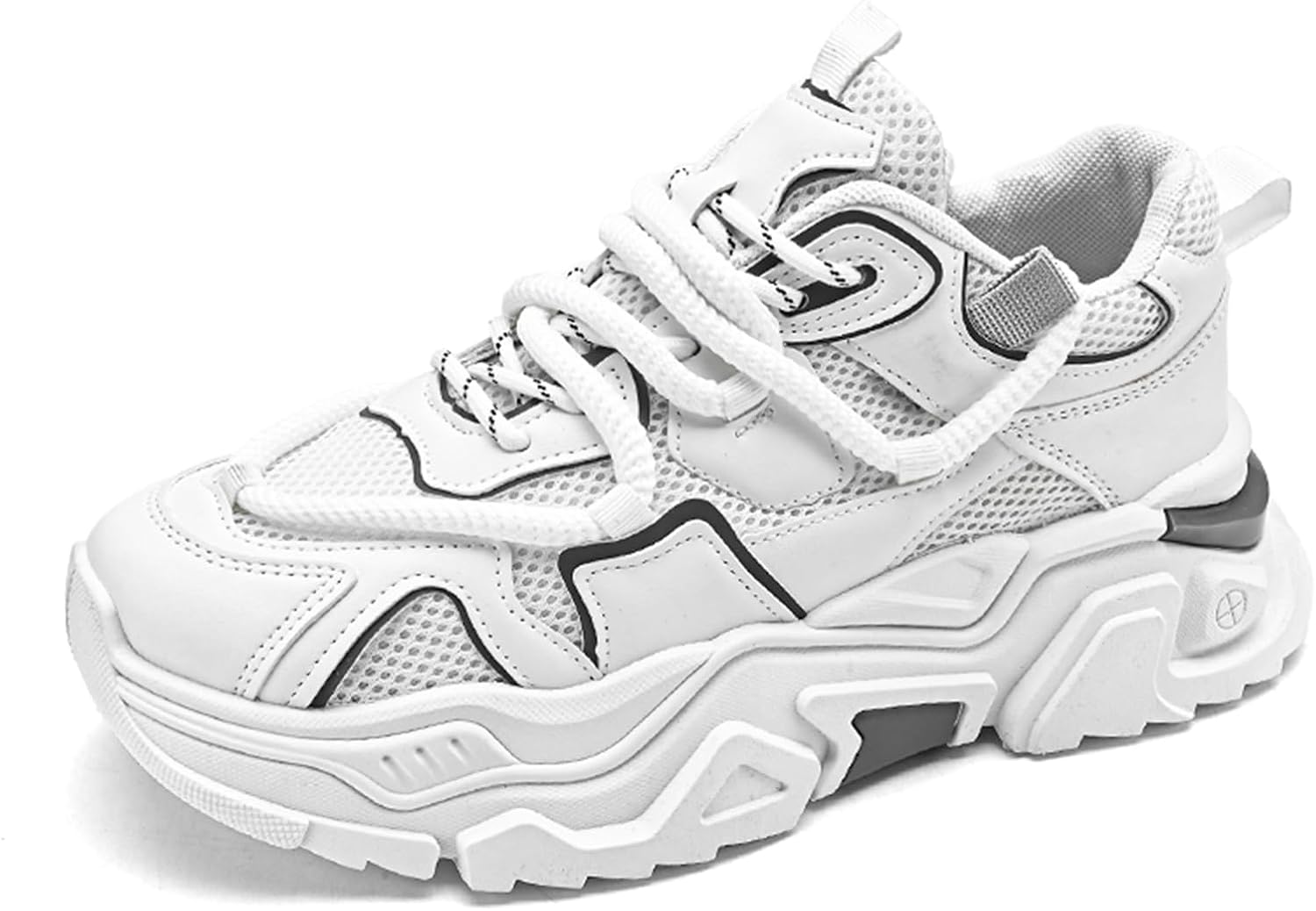 

Мужские кроссовки TengfeiFly с сеткой и кожей, на шнуровке, с массивной подошвой и каблуком, дышащие, легкие, модные спортивные, с круглым носком, в ретро-стиле для повседневного ношения, улицы, работы и прогулок, бежевый