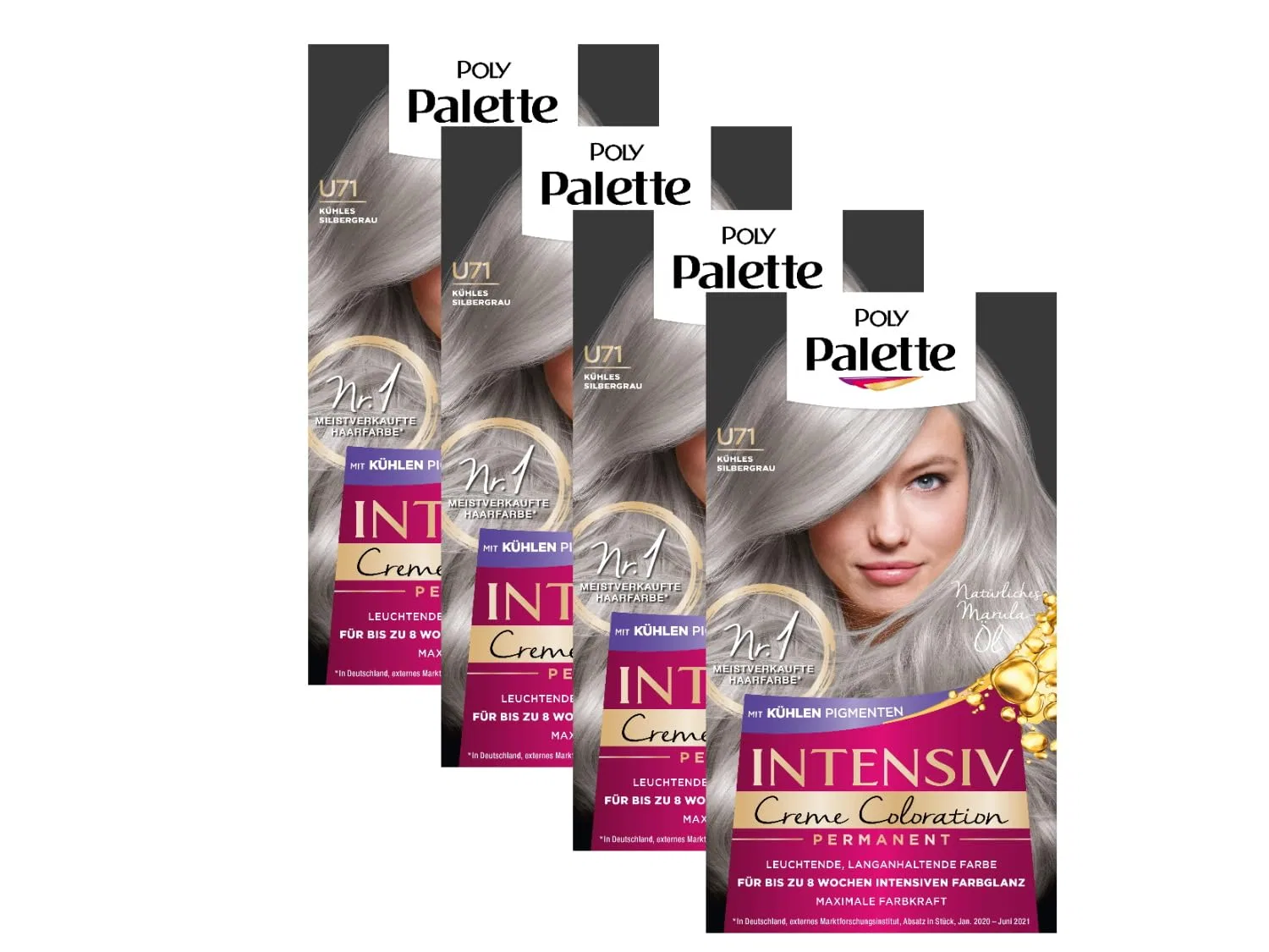 Набор из 4 перманентных крем-красок Poly Palette Intensive U71 холодный серебристо-серый Palette