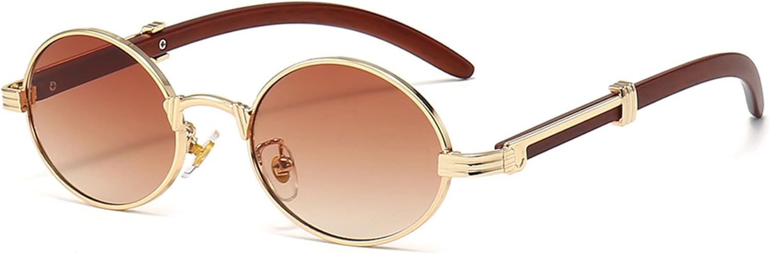 

Винтажные круглые солнцезащитные очки без поляризации, унисекс, ретро, ​​металлические круглые солнцезащитные очки с тонированными линзами для женщин и мужчин ALKAHE, Gold Frame Brown Lens