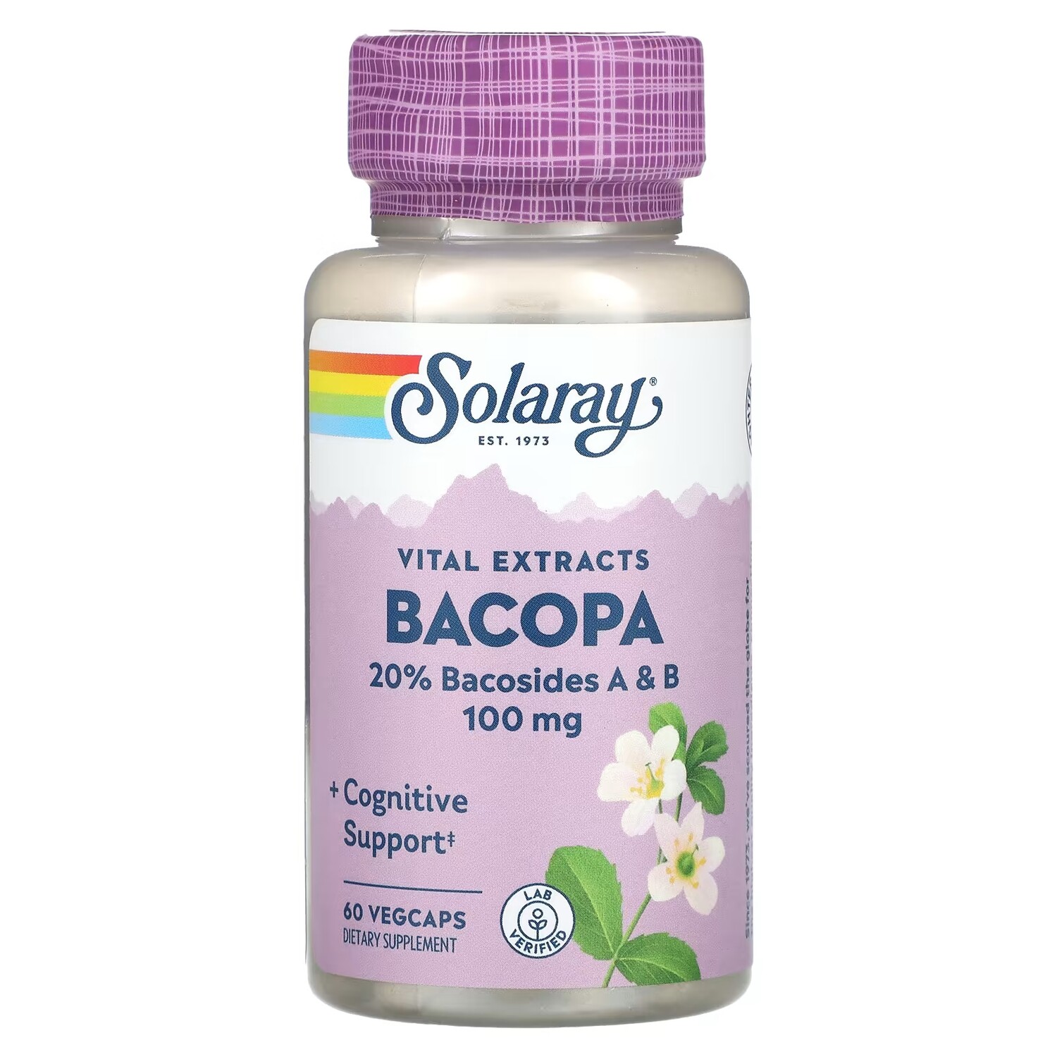

Добавка Solaray Vital Extracts Bacopa 100 мг, 60 растительных капсул