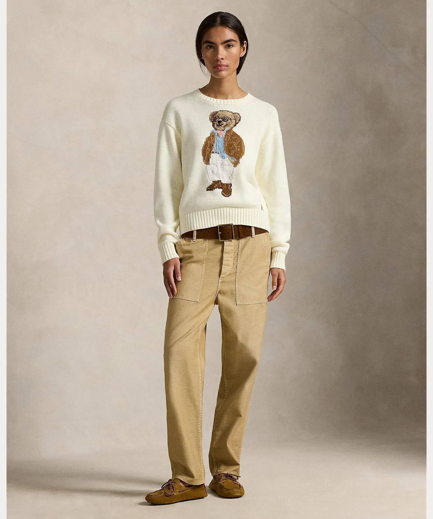 Хлопковый свитер с круглым вырезом Polo Bear Polo Ralph Lauren, 101 Natural — фото 3