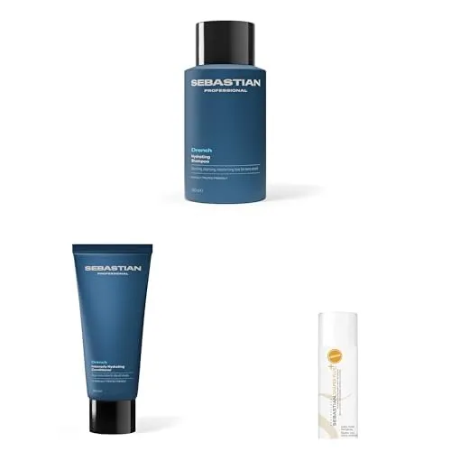 Sebastian Professional Drench Deep Moisturizing шампунь и кондиционер 250 мл + Shaper Plus Mini лак для волос 80 VOC%, дорожный размер 45 мл, устойчивый к влаге, оригинальный суперсильная фиксация
