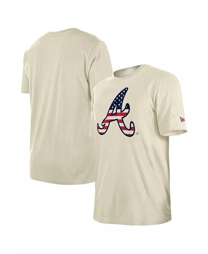

Мужская кремовая футболка Atlanta Braves с флагом 4 июля New Era, бежевый