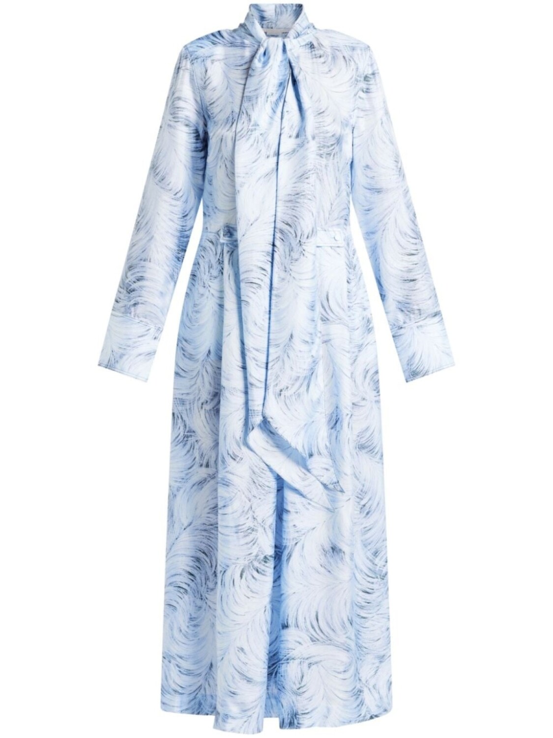

Платье миди с принтом перьев от Stella McCartney, синий