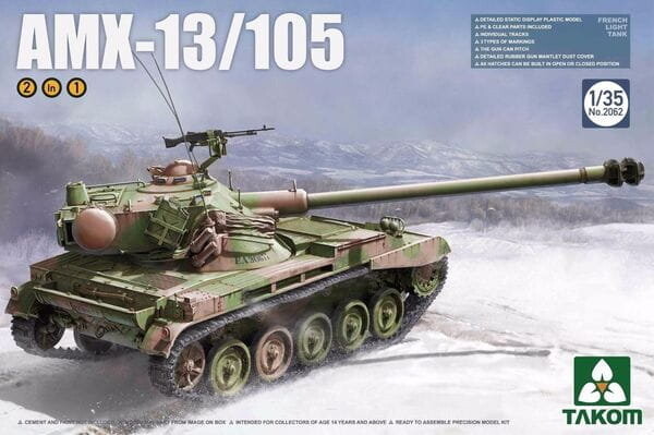 

Французский легкий танк AMX-13/105 2в1 1:35 Таком 2062 Takom