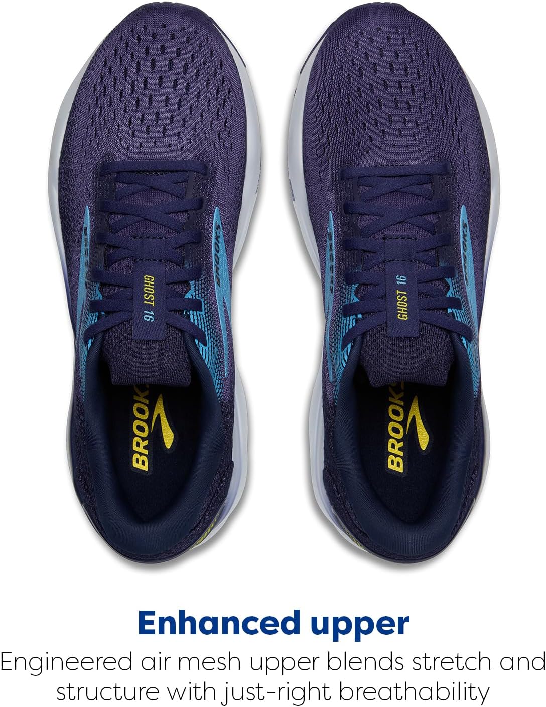 Мужские нейтральные беговые кроссовки Brooks Ghost 16, синий/желтый — фото 4