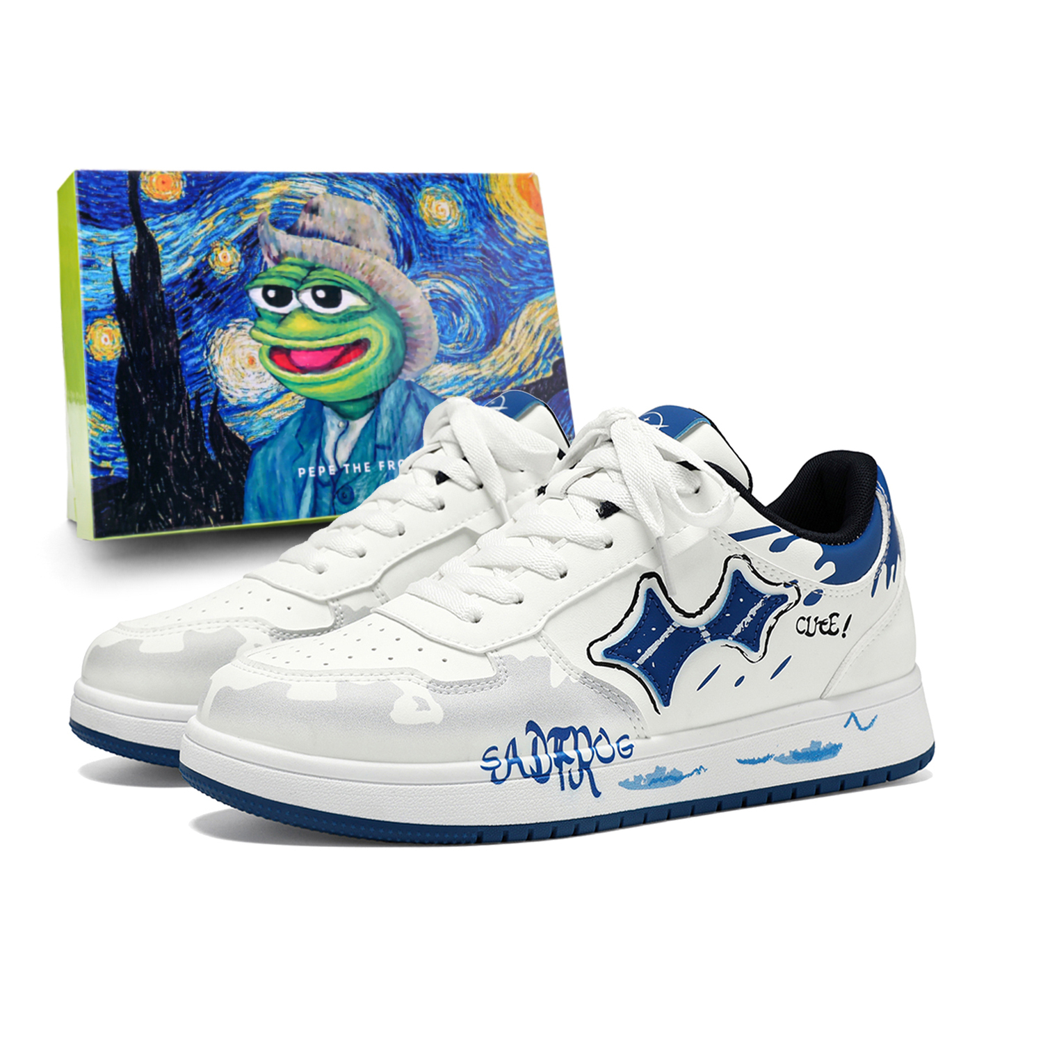 Pepe The Frog Низкие скейтерские кроссовки мужские морской синий, цвет Marine Blue — фото 3