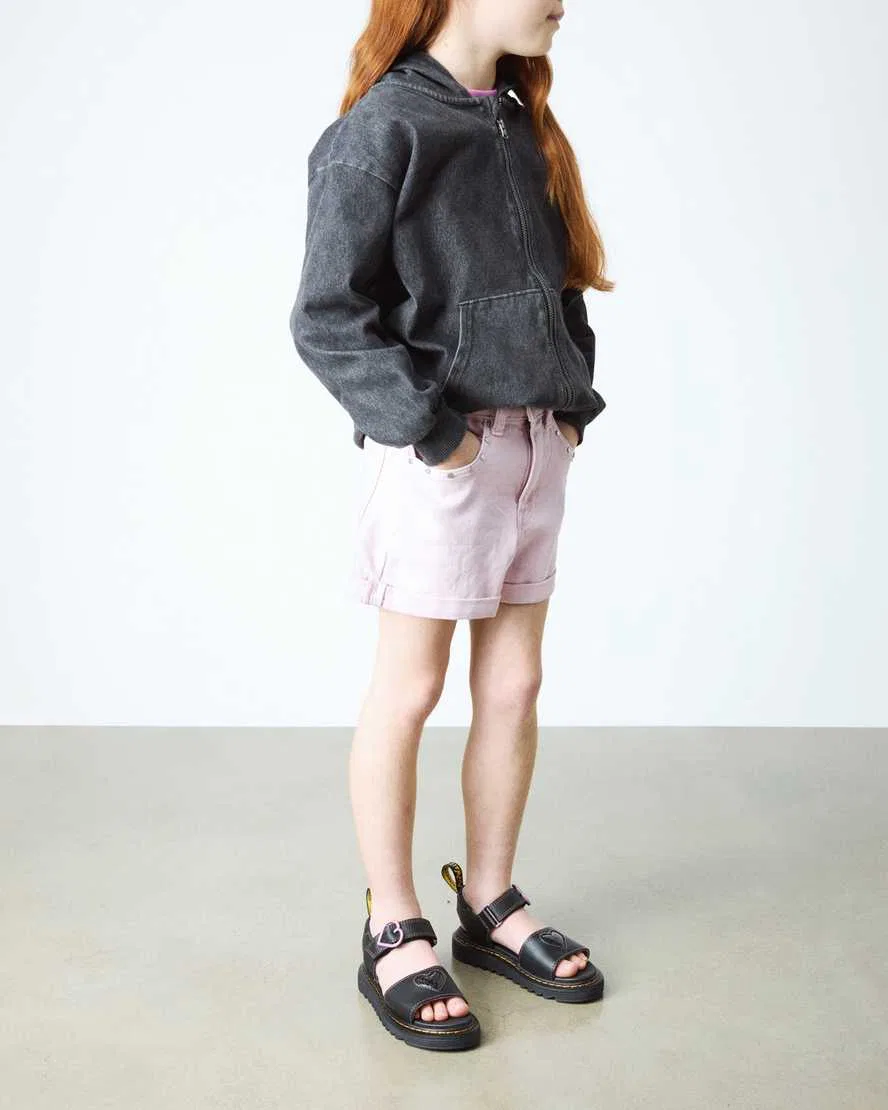 Детские туфли Junior Marlowe II с блестящим сердечком и кожаным ремешком Dr Martens, черный — фото 2