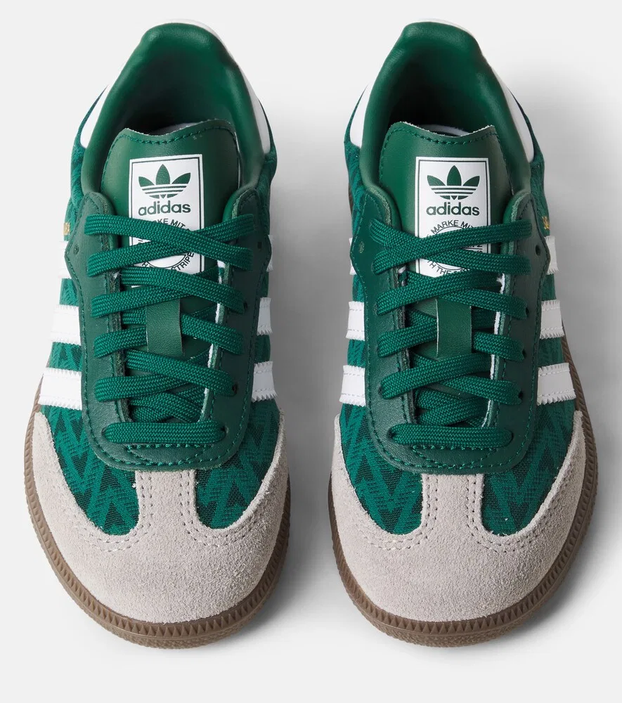 Кожаные кроссовки Samba OG Adidas Originals Kids, зеленый — фото 4