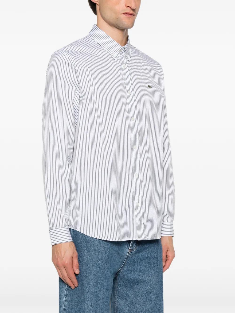 Полосатая рубашка с нашивкой-логотипом Lacoste, белый — фото 3