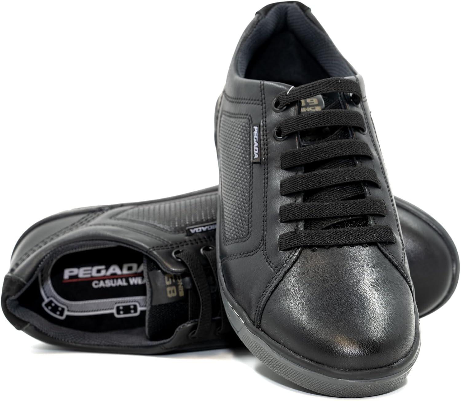 

Мужские повседневные кроссовки PEGADA из натуральной кожи, комфортная стелька с эффектом памяти, низкий верх, стиль на пуговицах, круглый носок, перфорированные детали, весенняя коллекция, модель 119312, черный