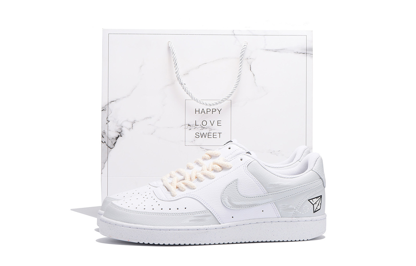 

Nike Court Vision 1 Противоскользящие Кроссовки Мужские Серо-Белые Светло-Серые