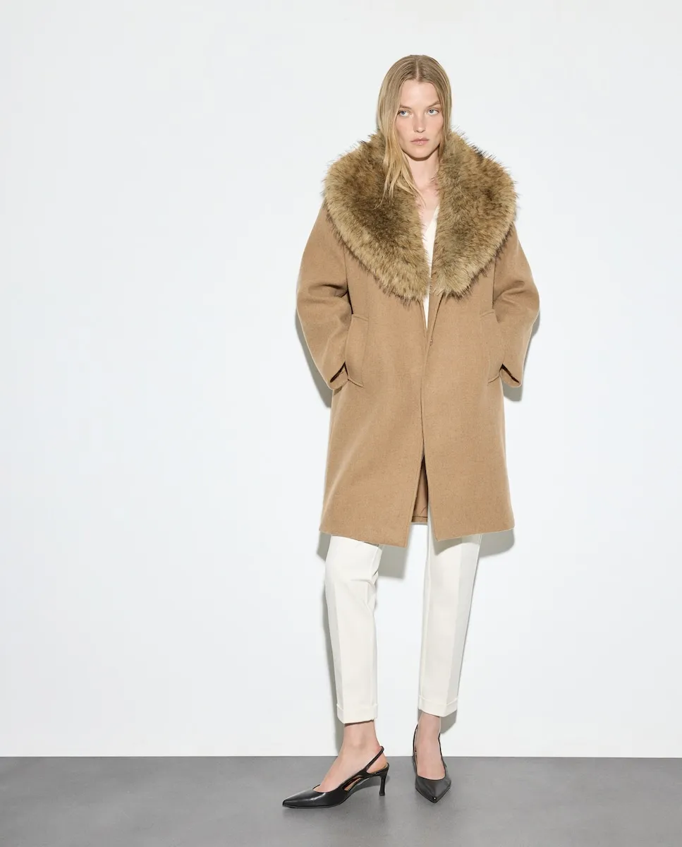 

Длинное однотонное женское пальто Woman El Corte Inglés, светло-коричневый