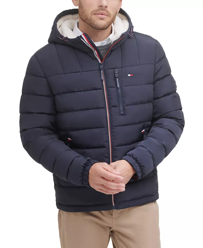 

Мужская утепленная куртка с капюшоном на подкладке из шерпы Tommy Hilfiger, синий