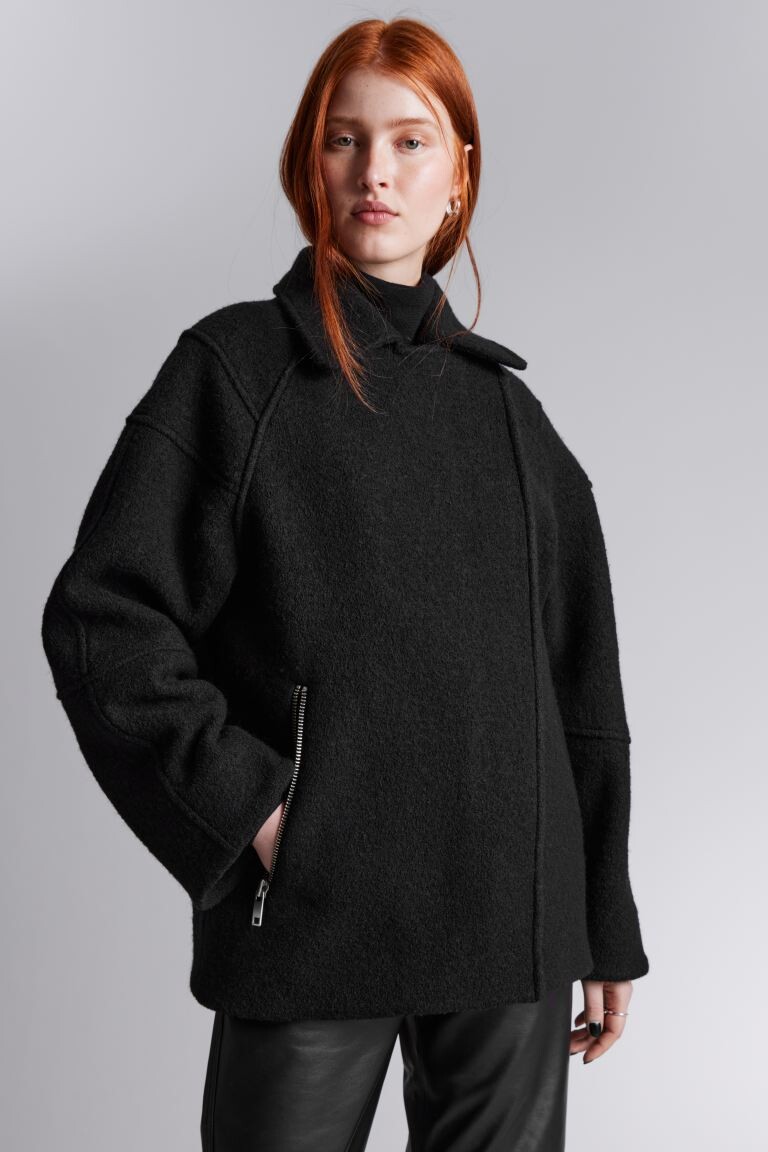 

Шерстяная куртка в байкерском стиле H&M, черный