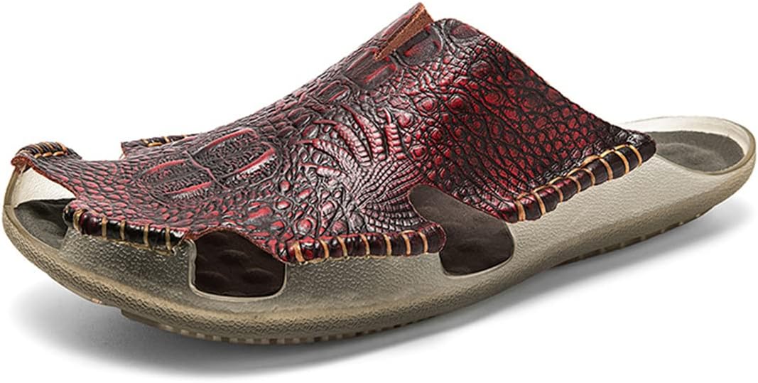 

Мужские модные повседневные кожаные сандалии для улицы, вождения и ходьбы, спортивная обувь, удобная и дышащая, для пляжа Generic, красный