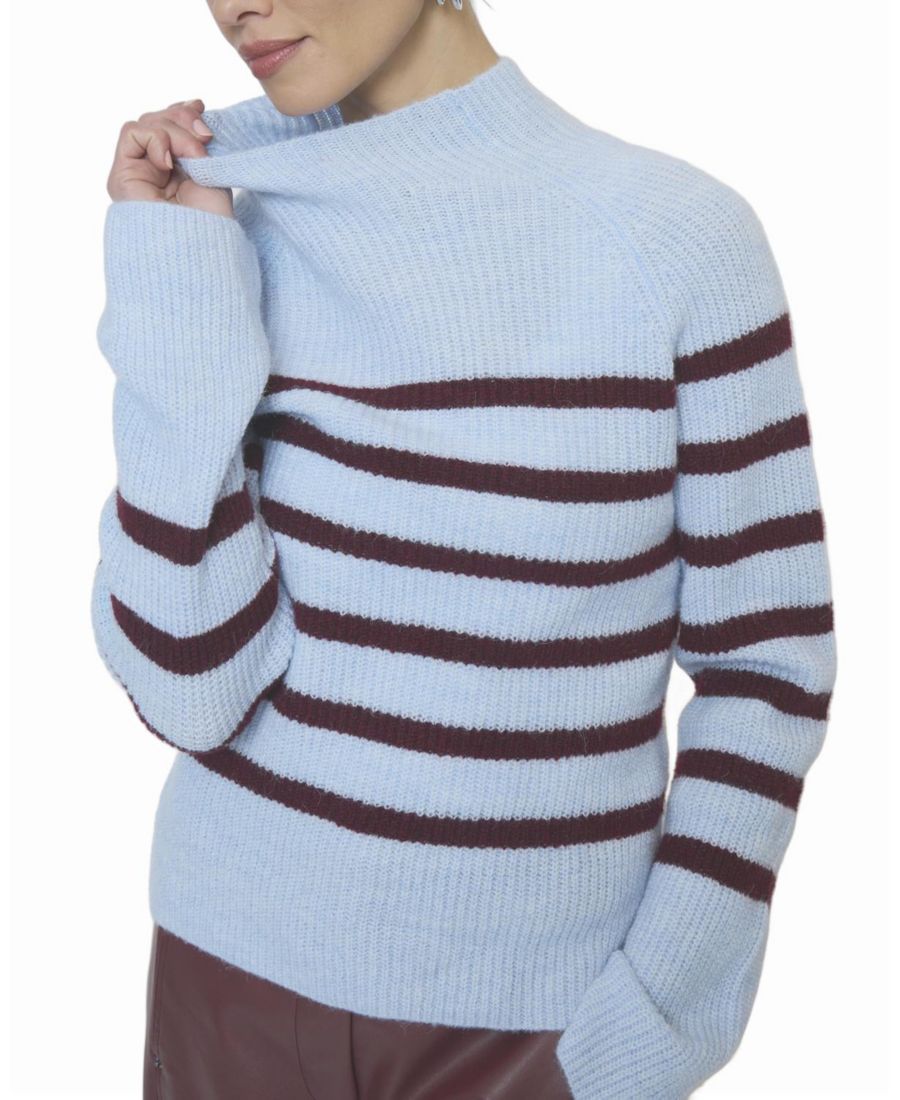 

Женская футболка с воротником-стойкой в полоску Marley Central Park West, Blue-burgundy-stripe