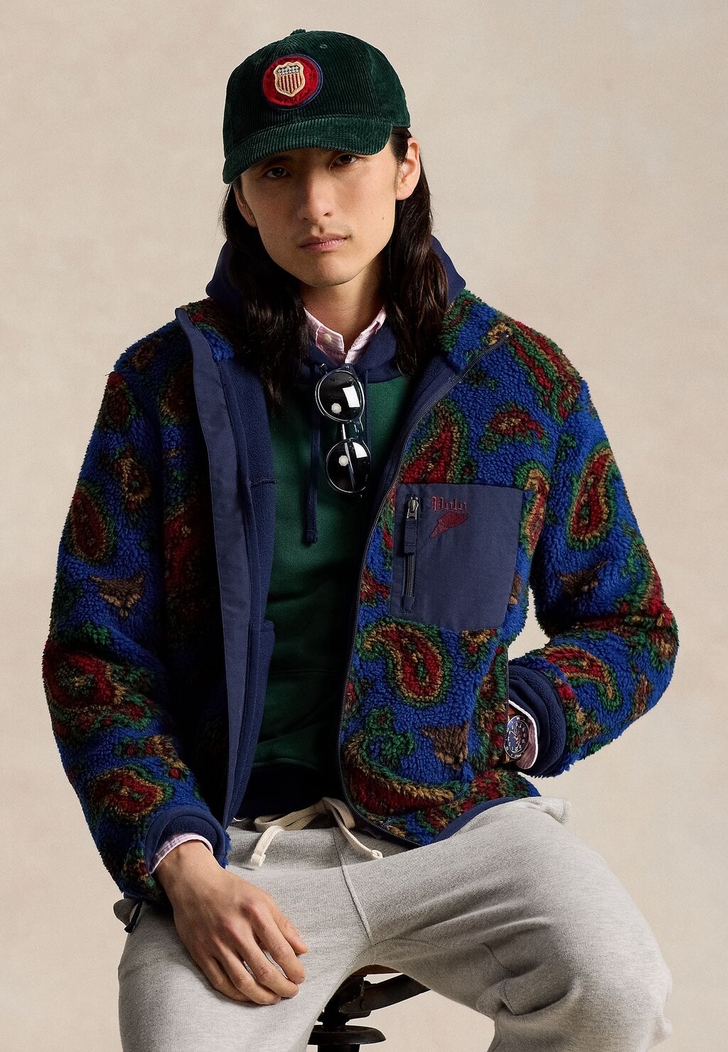 

Флисовая куртка PAISLEY PILE FLEECE JACKET Ralph Lauren, темно-синий