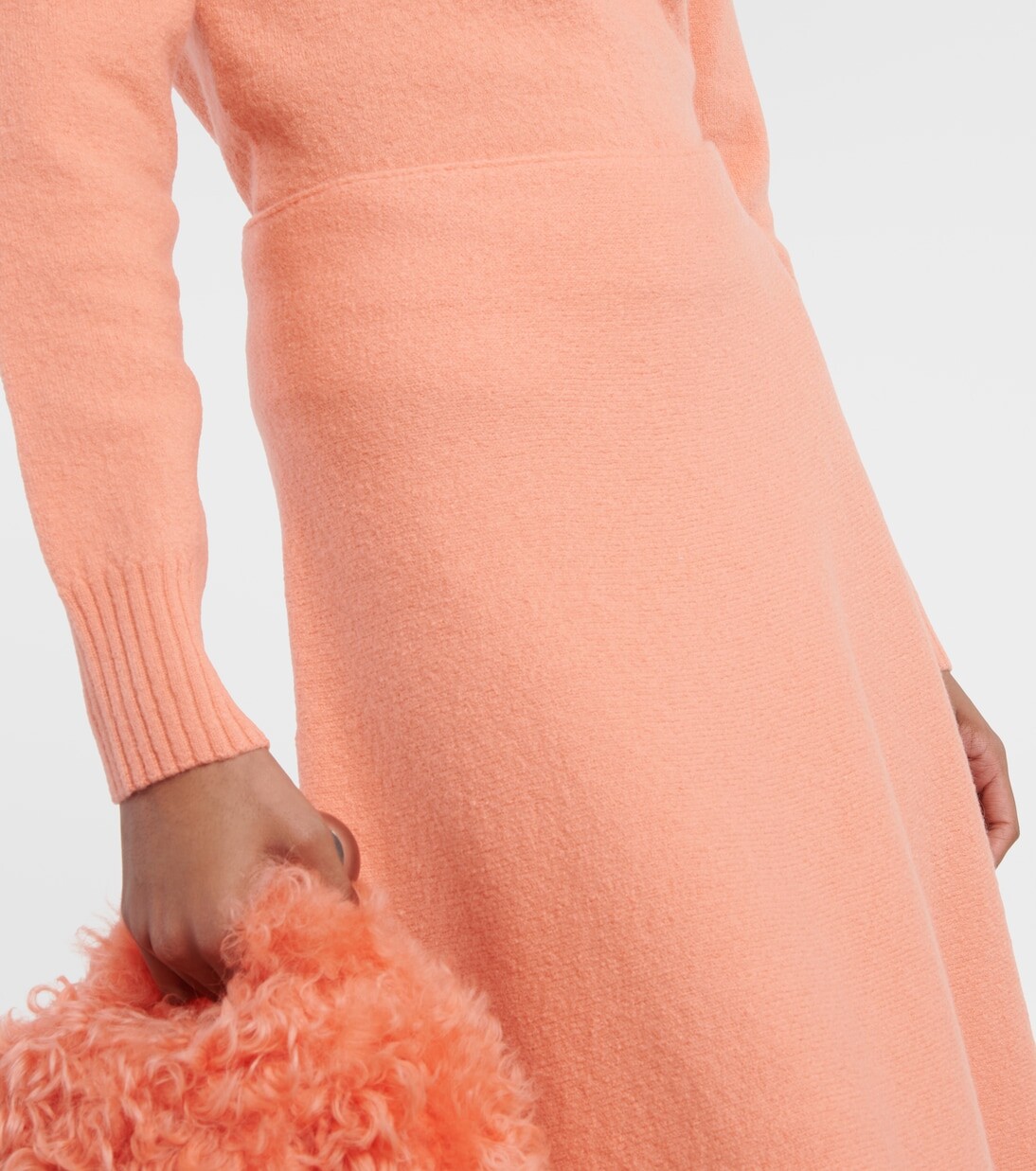 Асимметричная юбка миди из шерсти с высокой посадкой Jil Sander, оранжевый — фото 4