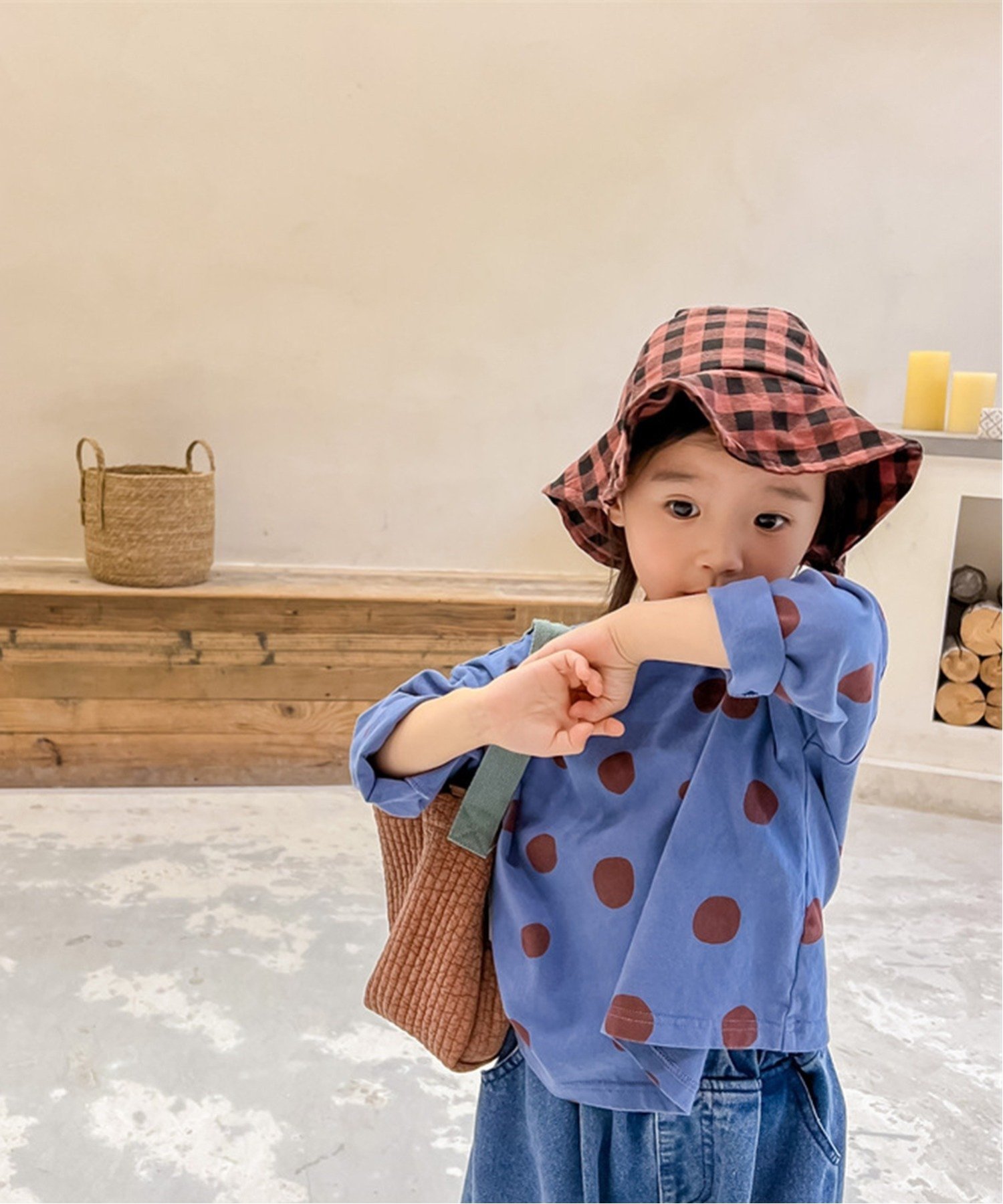 Милая блузка в горошек в ретро-стиле Aimoha Kids, blue — фото 2