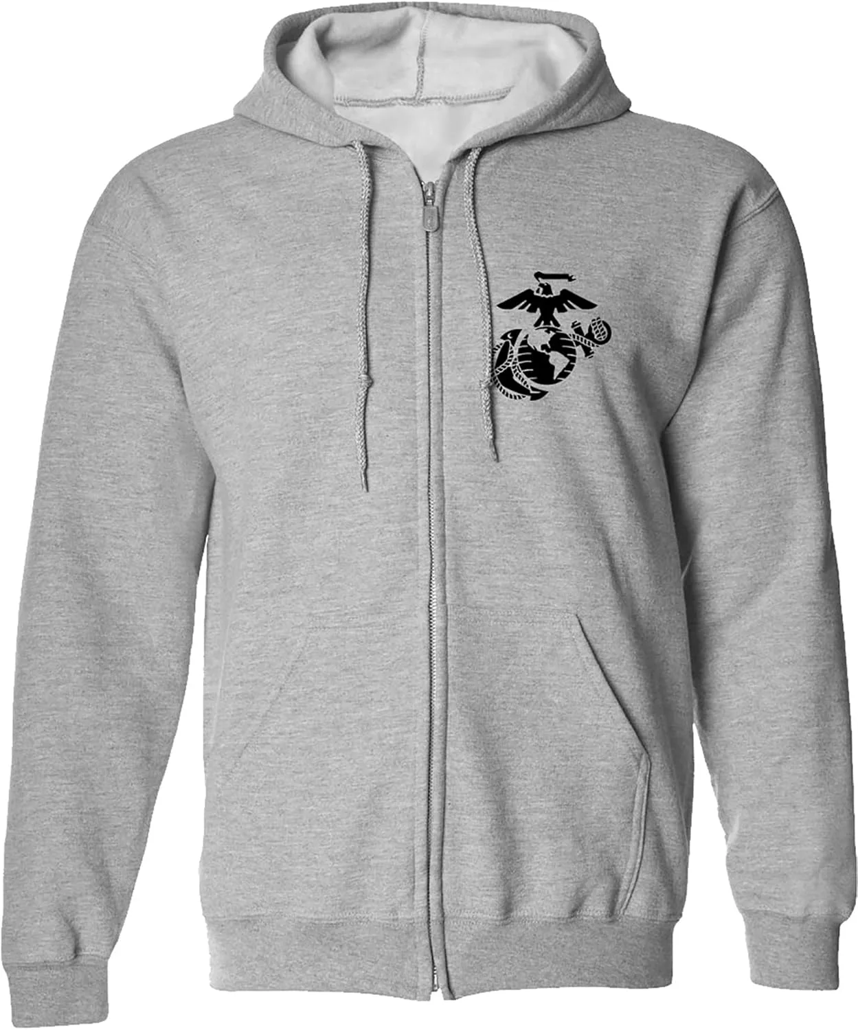 

Толстовка с капюшоном Zerogravitee Marines Emblem на груди, молния донизу, цвет gray