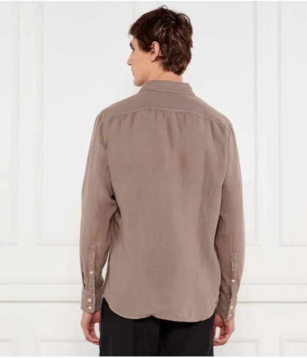 Элегантная льняная рубашка_6 Regular fit Boss Orange, бежевый — фото 3