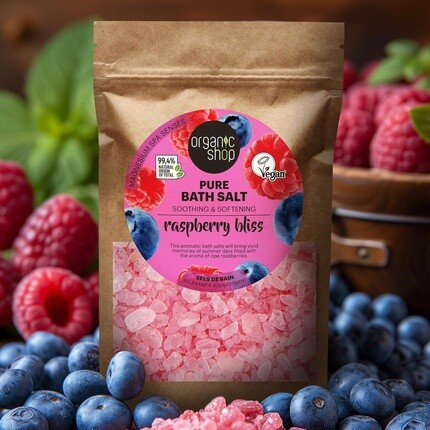 Успокаивающая и смягчающая соль для ванн Raspberry Bliss, 500 г Organic Shop — фото 3