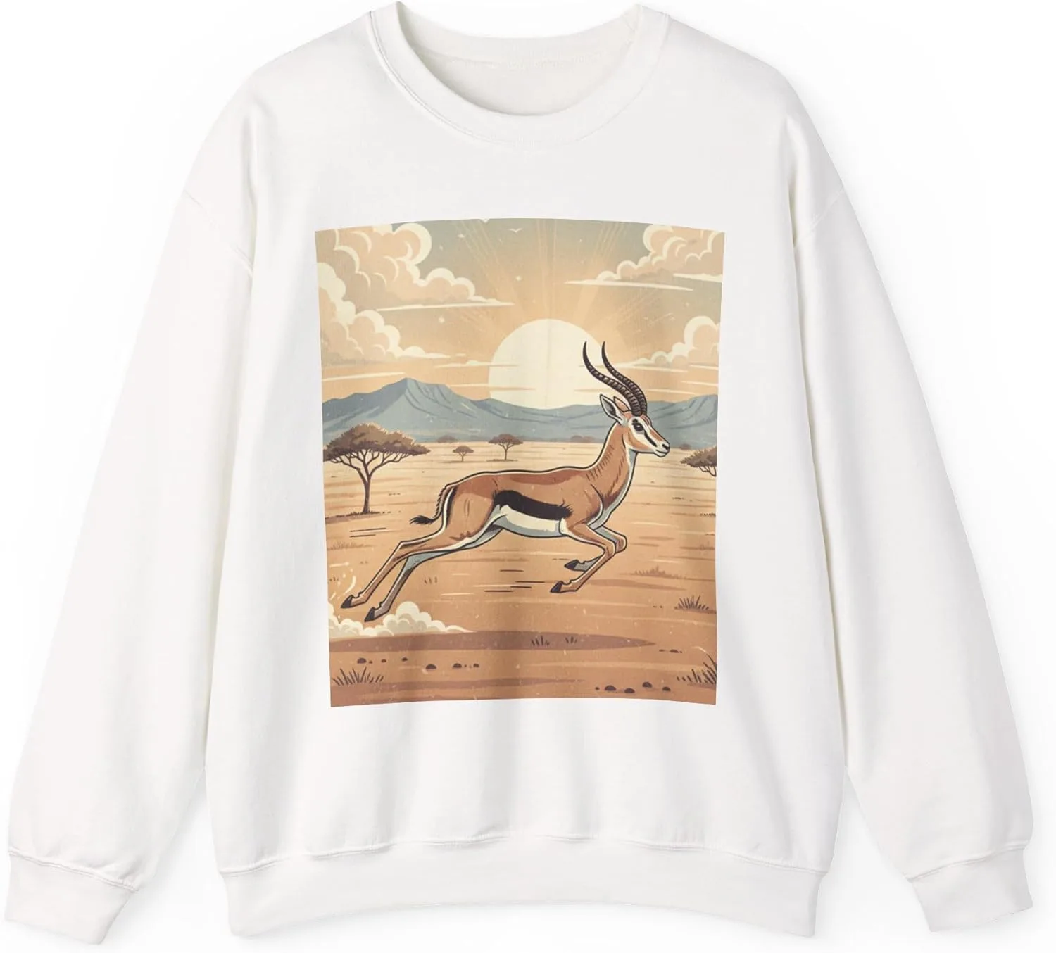 

Толстовка Running Gazelle с капюшоном | Иллюстрация антилопы в цвете Desert Sunset
