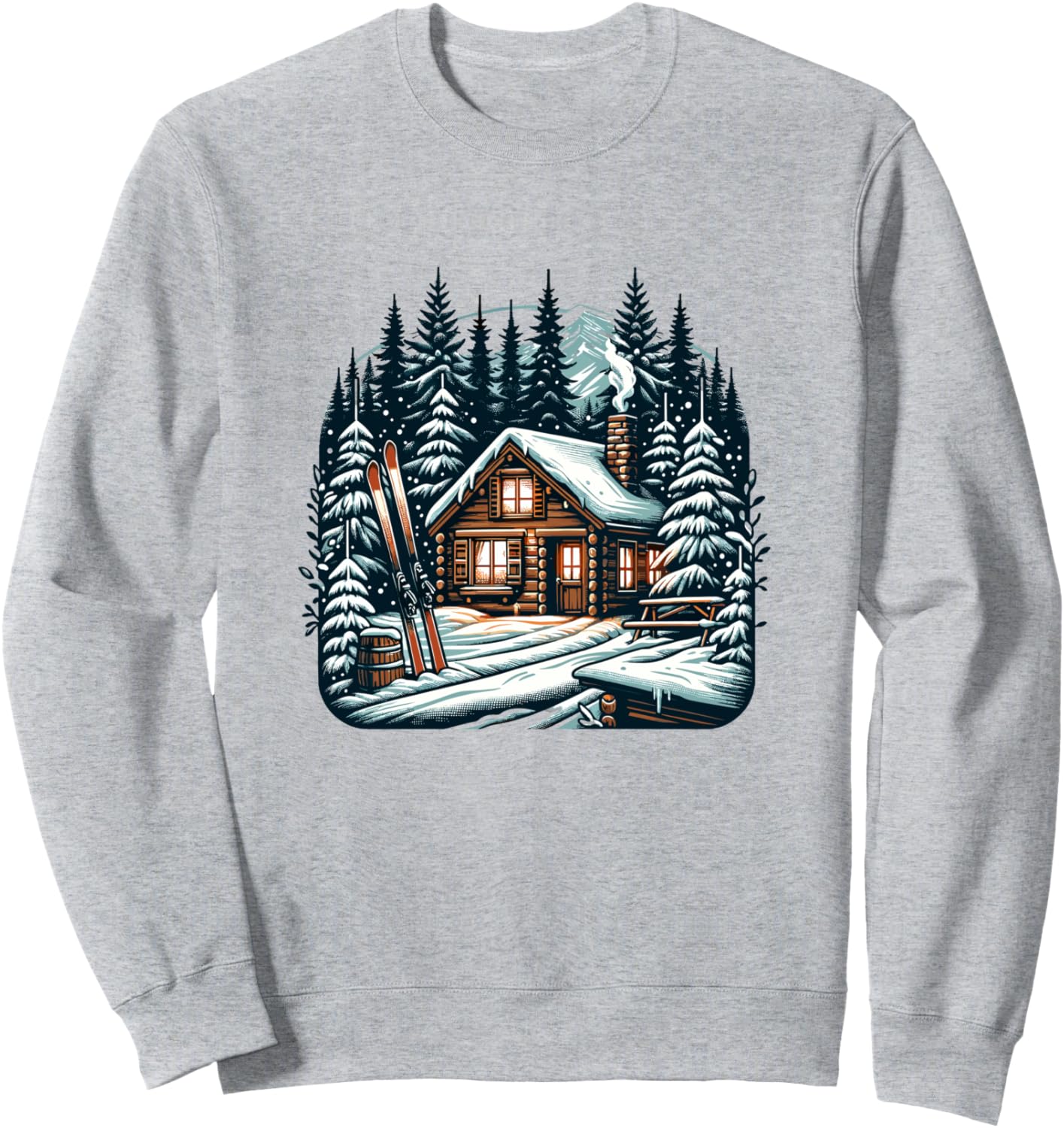 

Уютная горная хижина, снежный пейзаж, зимняя тишина, толстовка Cozy Winter Clothing For Women And Men, серый