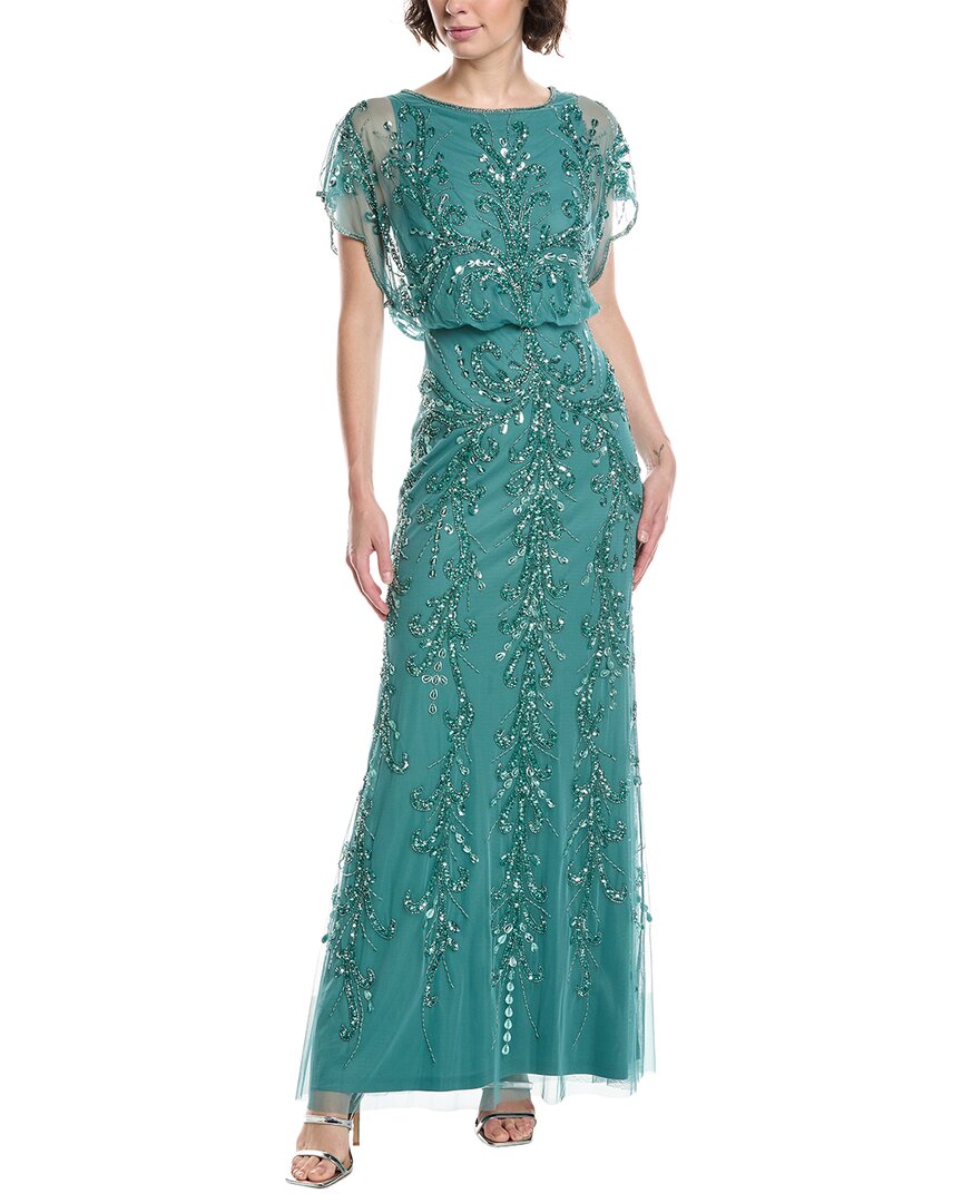 

Бисерное сетчатое платье Adrianna Papell, зеленый