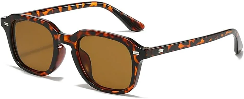 

Солнцезащитные очки конфетных цветов для женщин в стиле панк с заклепками, мужские очки UV400 для активного отдыха, спорта и путешествий UYPTK, Leopard Tea