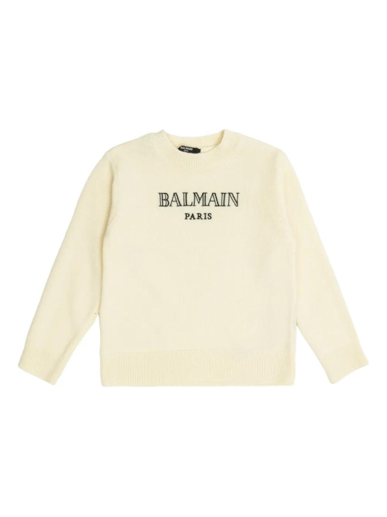 

Свитер с круглым вырезом и вышитым логотипом Balmain Kids, нейтральный
