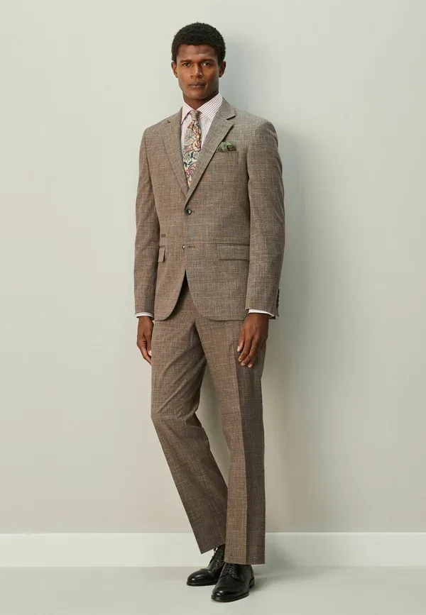 Жилет Regular fit trimmed check suit, Next, коричневый — фото 2