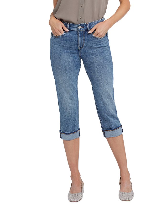 

NYDJ Petite Marilyn High Rise Cropped Straight Jeans in Majorca Bay – укороченные прямые джинсы с высокой посадкой NYDJ, синий
