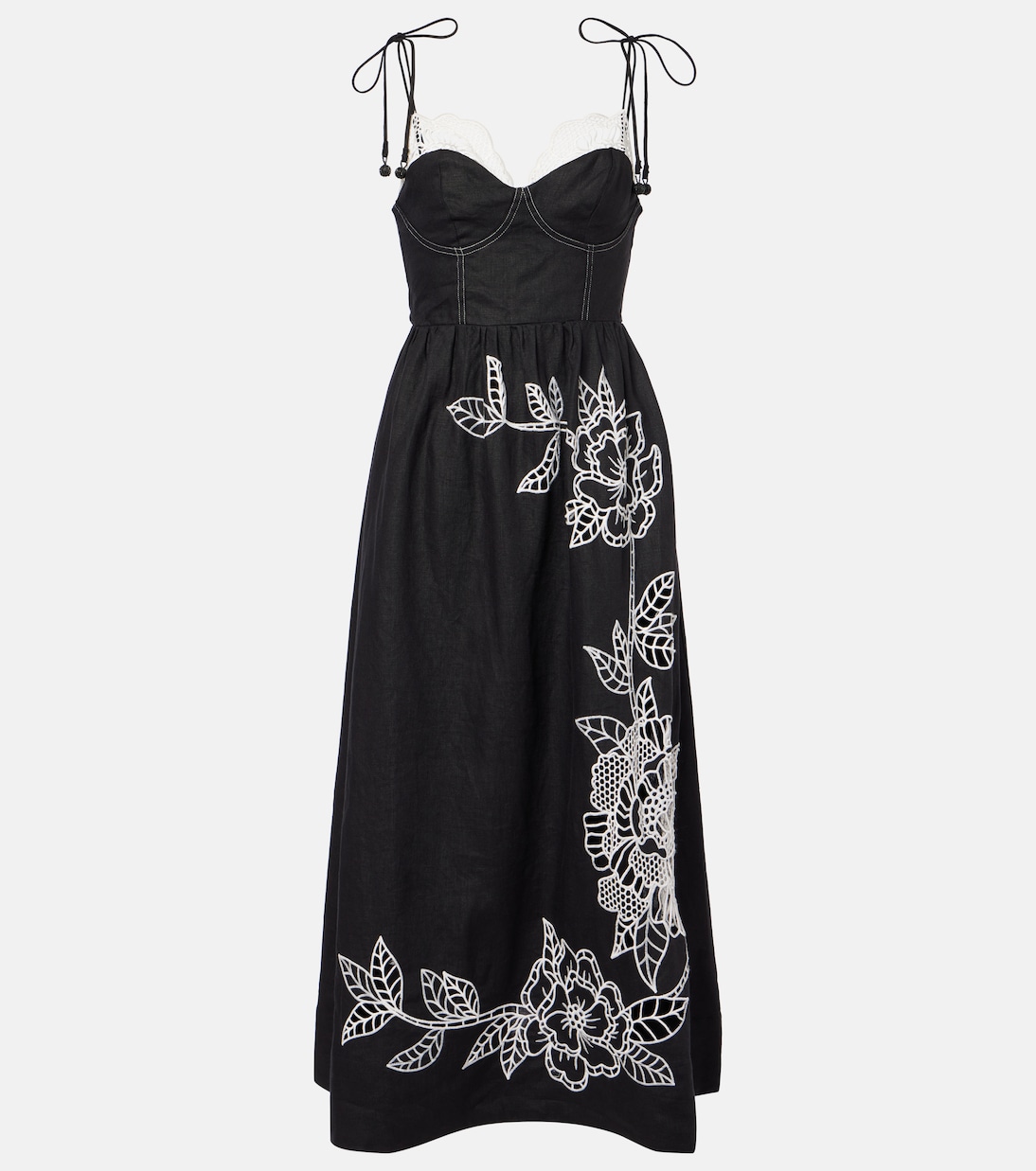 

Платье миди из льняного кружева Farm Rio, черный