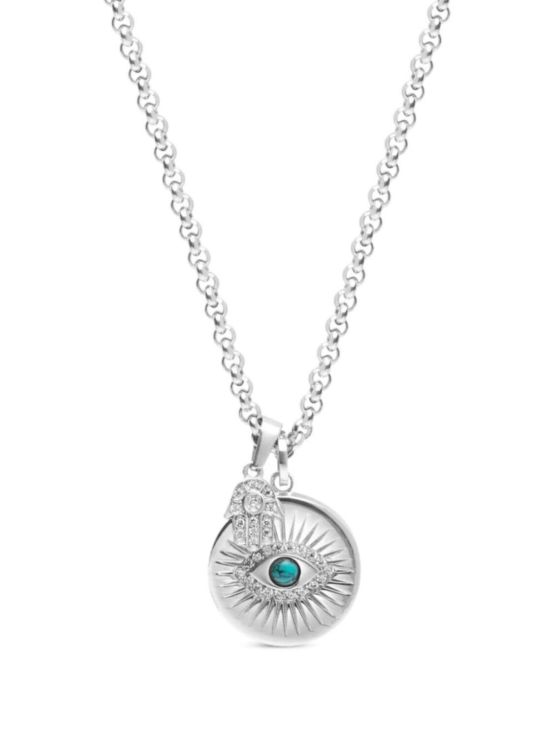

Колье Evil Eye Hamsa Hand с подвеской Nialaya Jewelry, серебряный