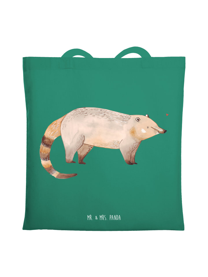 

Mr. & Mrs. Panda Джутовая сумка с изображением коати (без надписи) мятного цвета