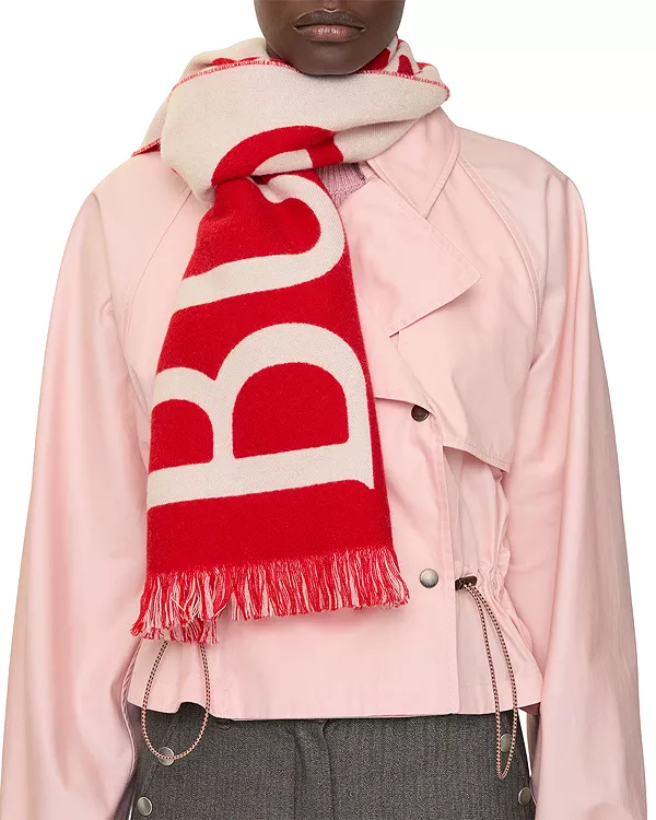 Шерстяной шарф с логотипом - эксклюзив Burberry, красный — фото 2