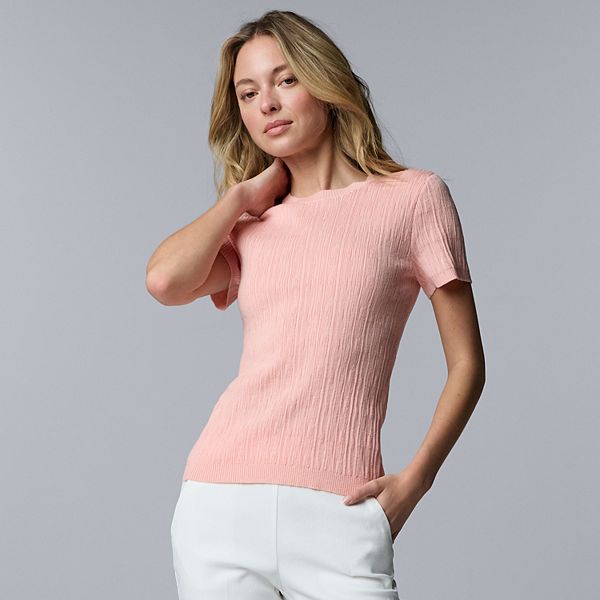 

Женский свитер-футболка с круглым вырезом Simply Vera Vera Wang, Apricot Whisper