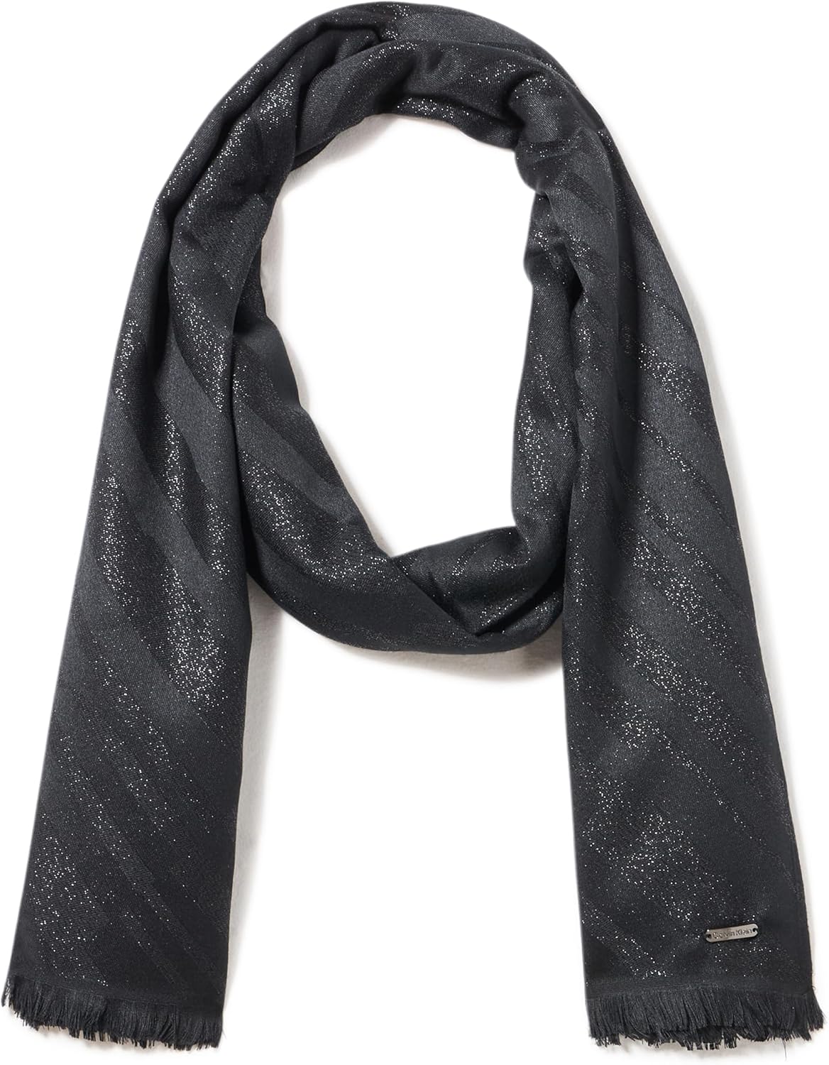 

Женский легкий шарф Calvin Klein с диагональной полоской и металлическим блеском, Black