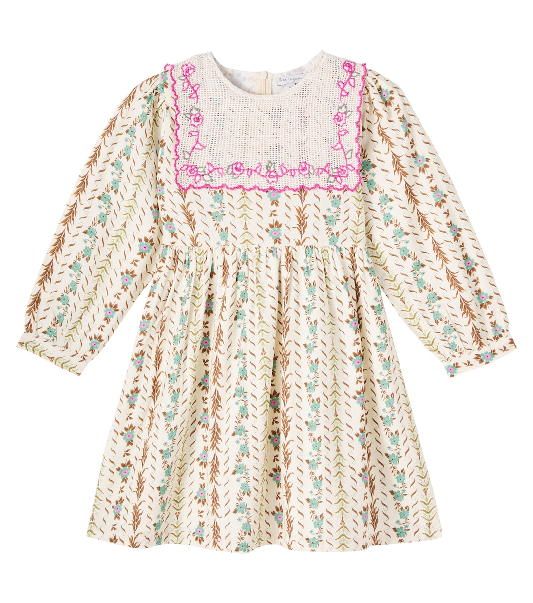 

Платье Элиза из хлопка с цветочной вышивкой Bebe Organic, Floral Stripe