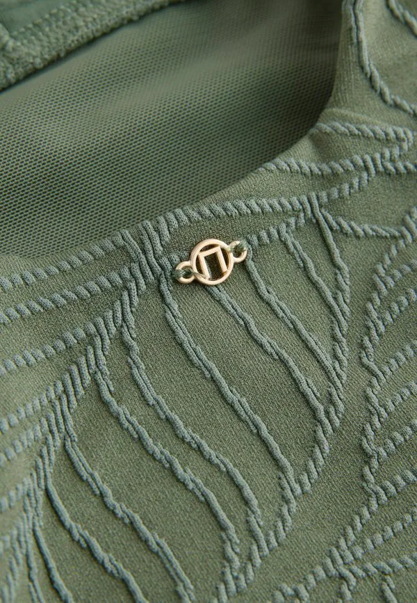 Купальник с глубоким вырезом для утягивания живота Next, Khaki Green Leaf Textured — фото 4