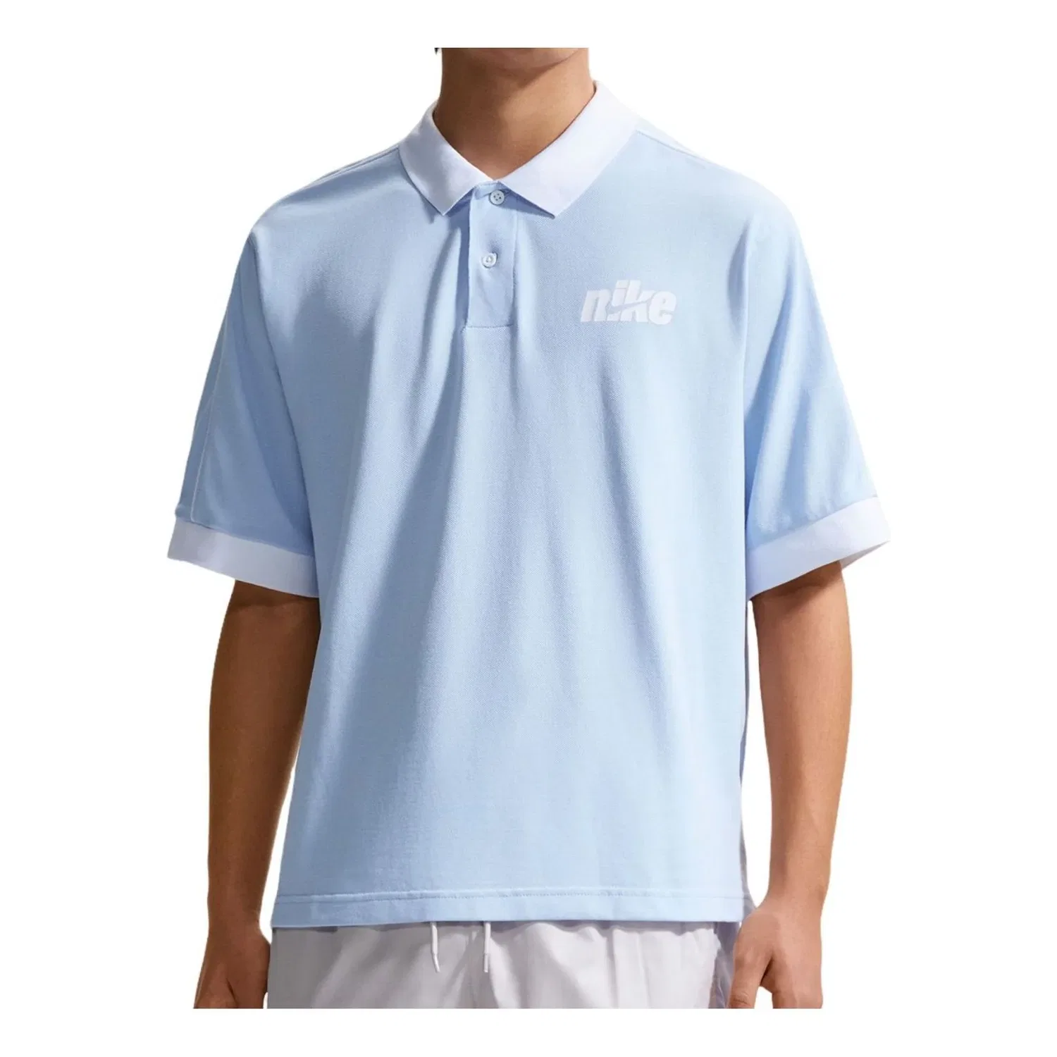 Футболка-поло Nike Sportswear Club Oversized, цвет «Водородно-синий с белым»