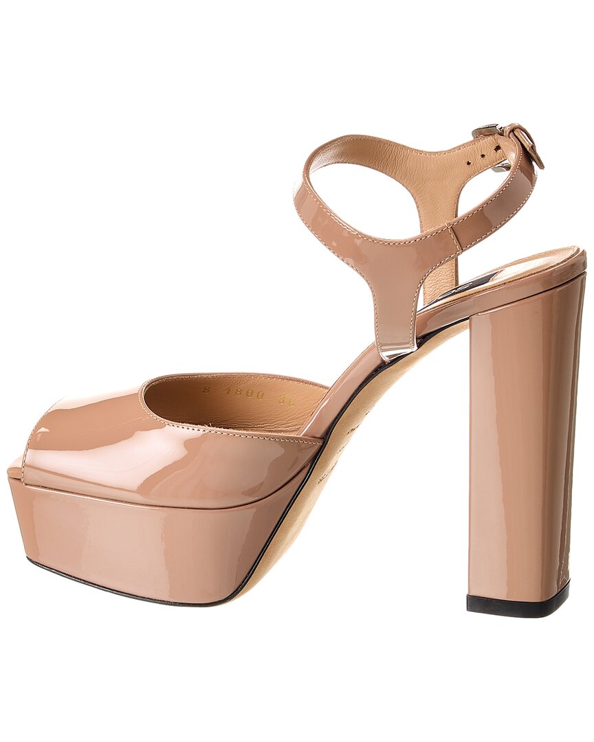 Sergio Rossi Patent Platform Sandal, коричневый — фото 2