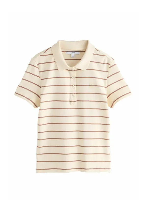 Поло Regular fit, Next, ecru brown stripe, бежево-коричневая полоска